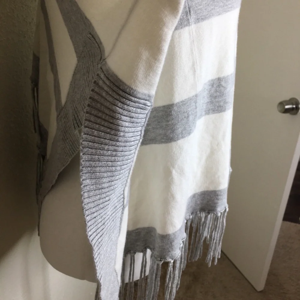 Central Park West Striped Cowl Neck Sweater L